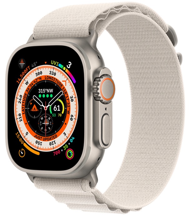Apple Watch Ultra, 49mm, корпус из титана, спортивный ремешок цвета сияющая звезда